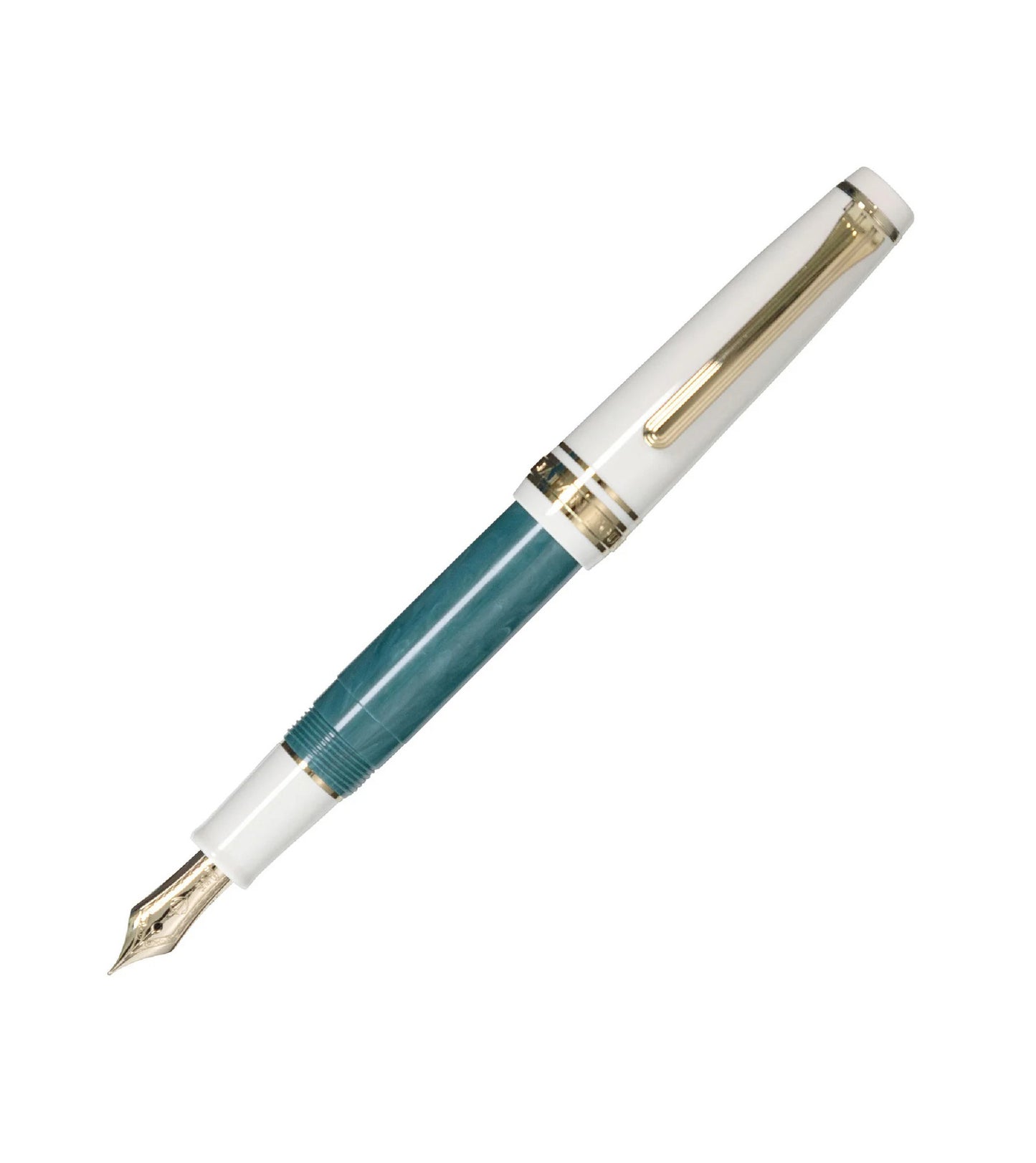 Stylo-plume compact Sailor Rencontre – Résine marbrée et plume or 14 K