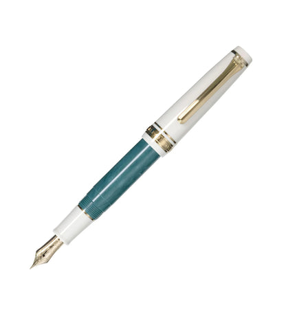 Stylo-plume compact Sailor Rencontre – Résine marbrée et plume or 14 K
