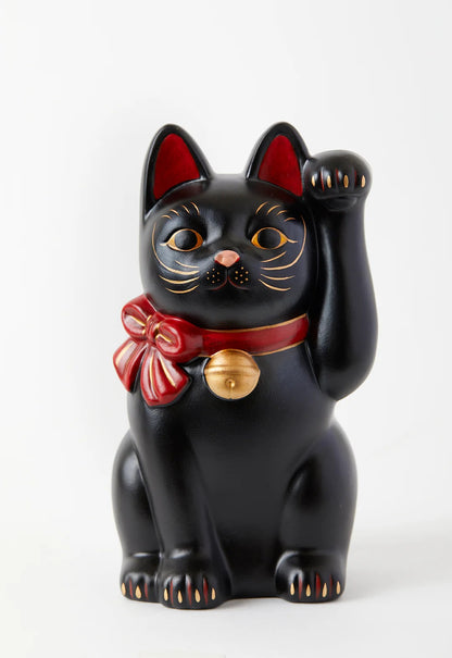 Authentic Japanese Maneki Neko Fukumusubi 15 cm | Handmade Lucky Cat from Seto