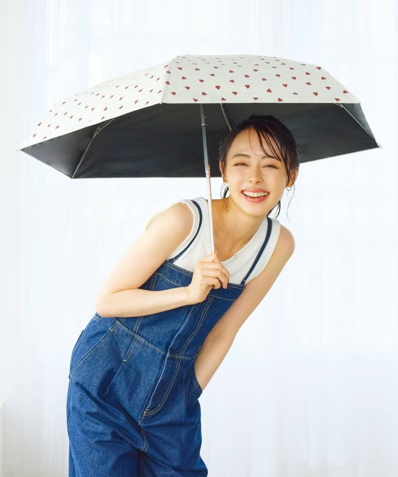 Parapluie Pliable Mini Anti-UV Motif Cœur Wpc.