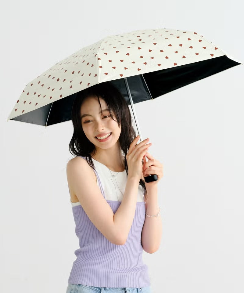 Parapluie Pliable Mini Anti-UV Motif Cœur Wpc.