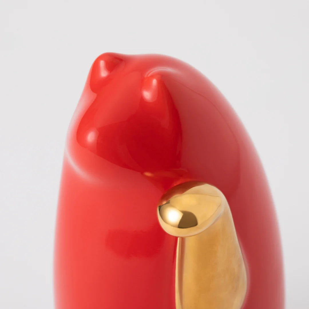 SETOMANEKI Maneki Neko Rouge et Blanc Gold Hand avec Coffret en Kiri