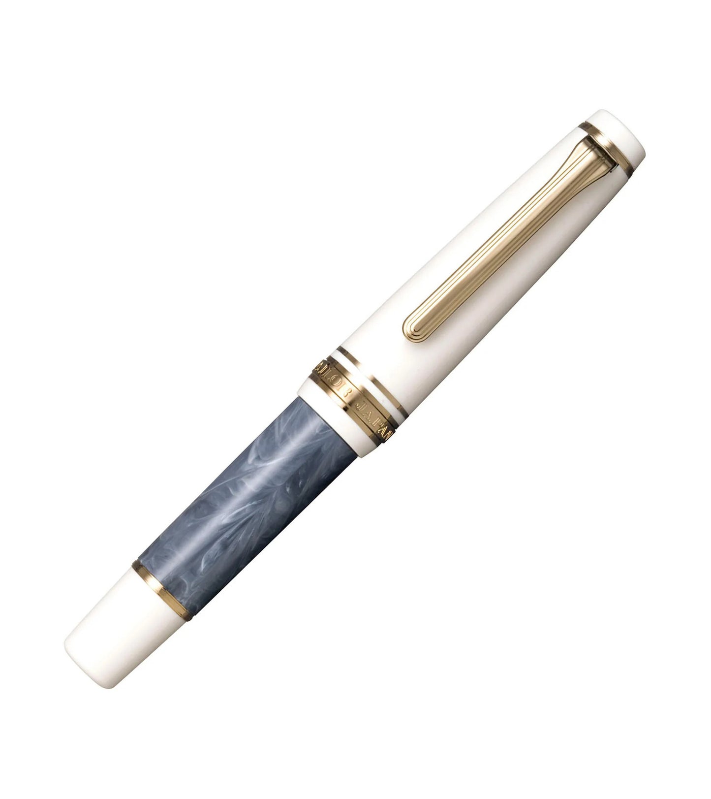 Stylo-plume compact Sailor Rencontre – Résine marbrée et plume or 14 K