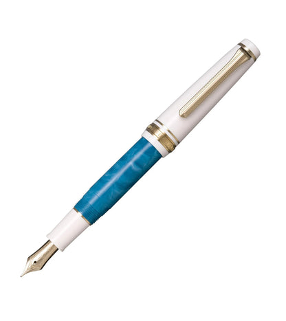 Stylo-plume compact Sailor Rencontre – Résine marbrée et plume or 14 K