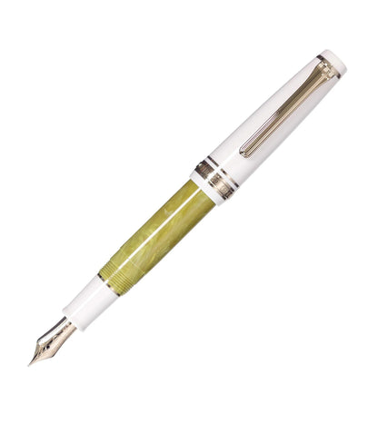 Stylo-plume compact Sailor Rencontre – Résine marbrée et plume or 14 K
