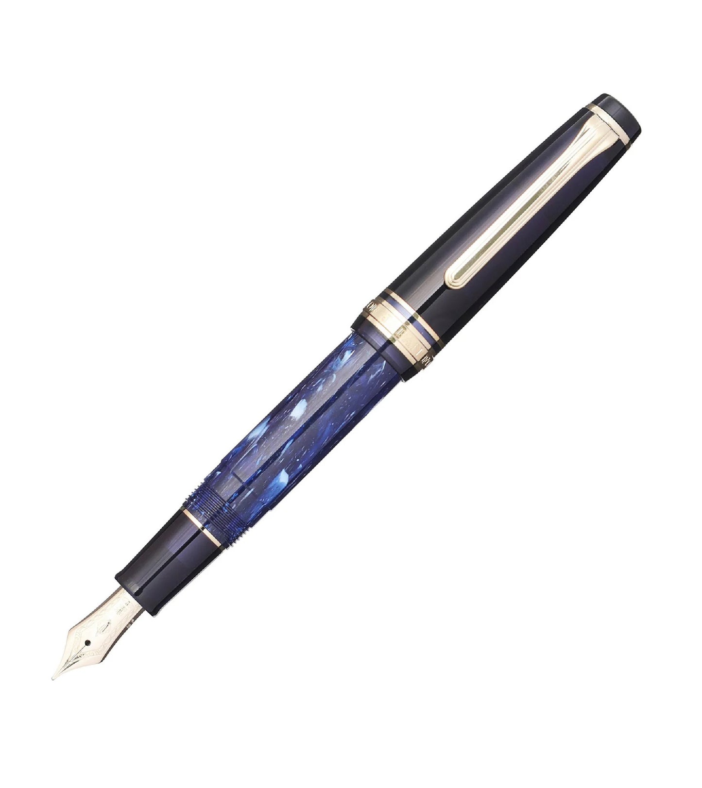 Stylo-plume compact Sailor Rencontre – Résine marbrée et plume or 14 K