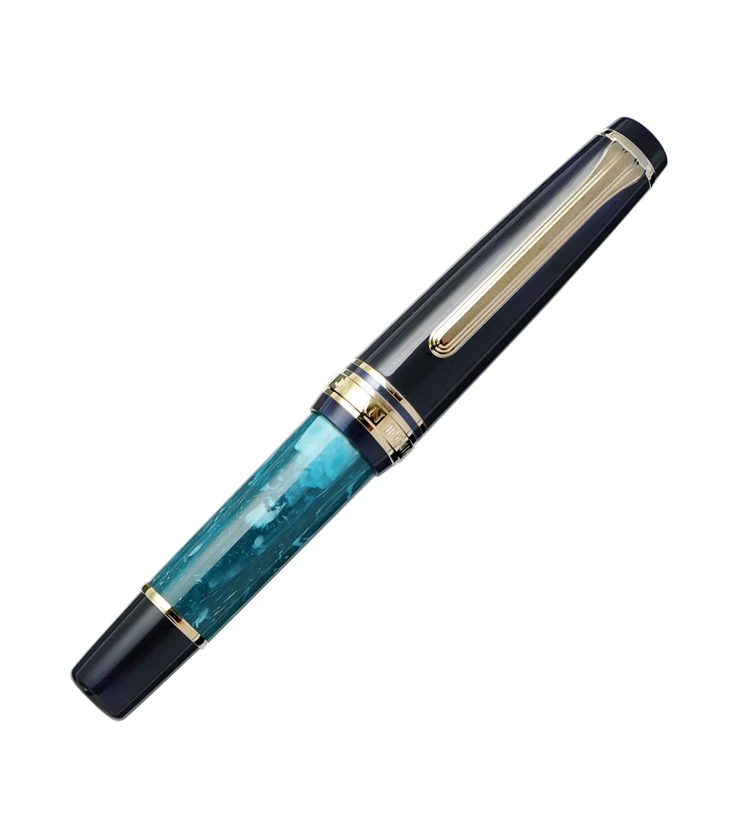 Stylo-plume compact Sailor Rencontre – Résine marbrée et plume or 14 K