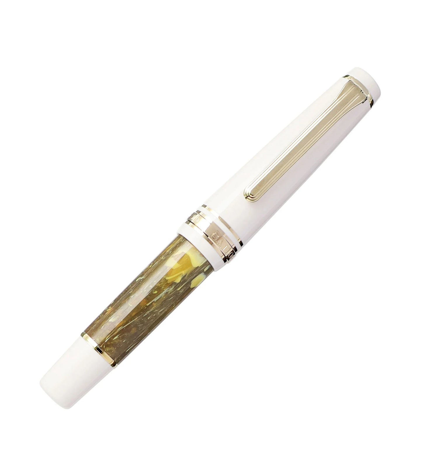 Stylo-plume compact Sailor Rencontre – Résine marbrée et plume or 14 K