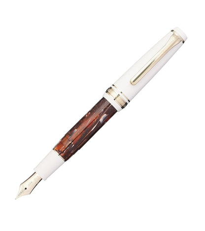 Stylo-plume compact Sailor Rencontre – Résine marbrée et plume or 14 K