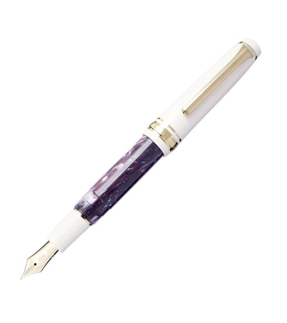 Stylo-plume compact Sailor Rencontre – Résine marbrée et plume or 14 K