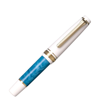 Stylo-plume compact Sailor Rencontre – Résine marbrée et plume or 14 K