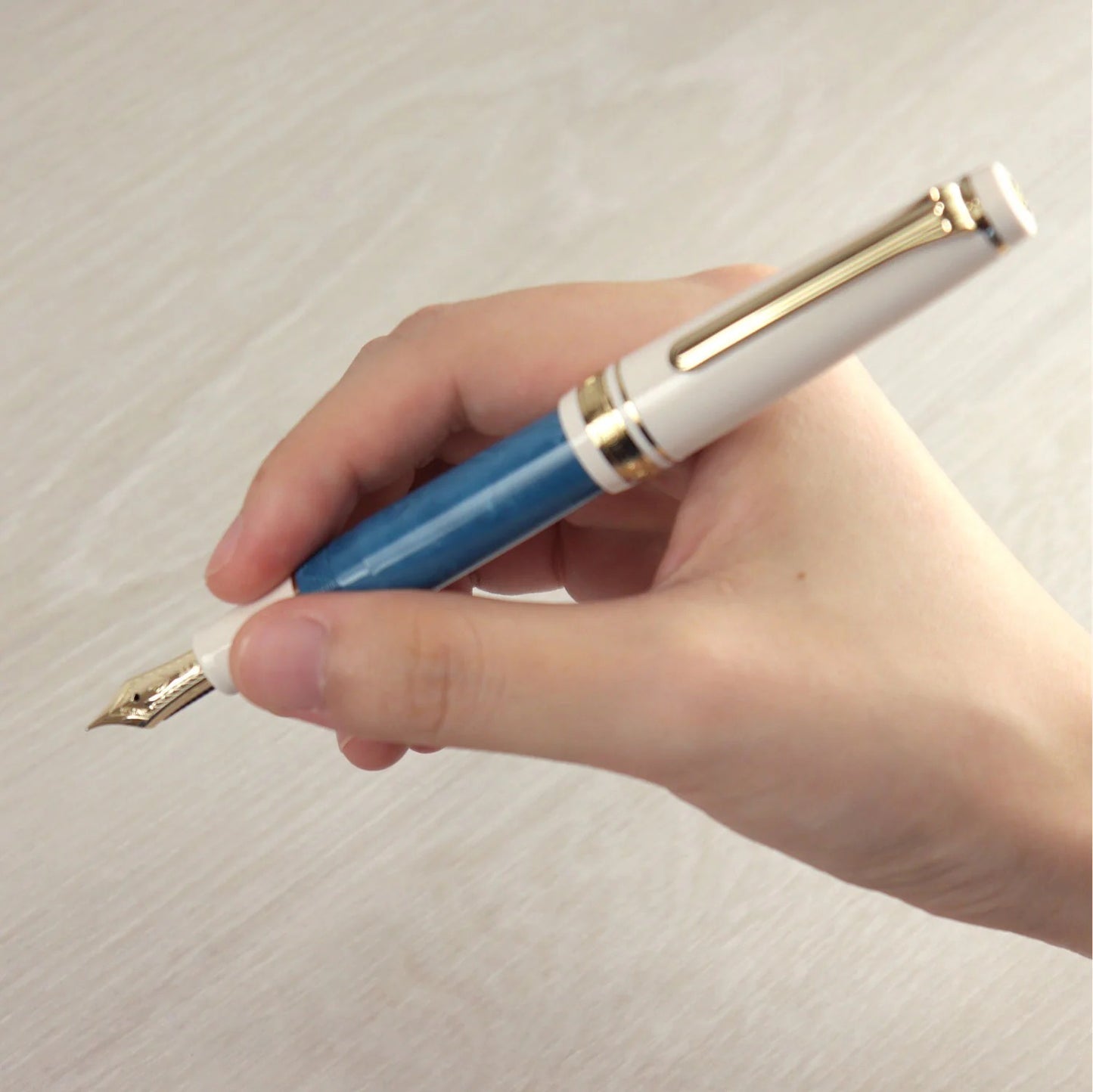 Stylo-plume compact Sailor Rencontre – Résine marbrée et plume or 14 K