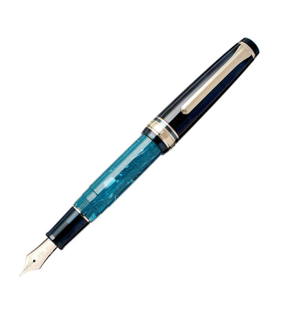 Stylo-plume compact Sailor Rencontre – Résine marbrée et plume or 14 K