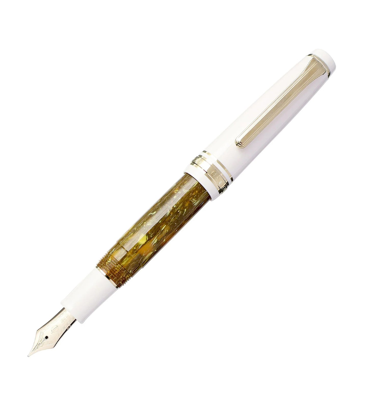 Stylo-plume compact Sailor Rencontre – Résine marbrée et plume or 14 K