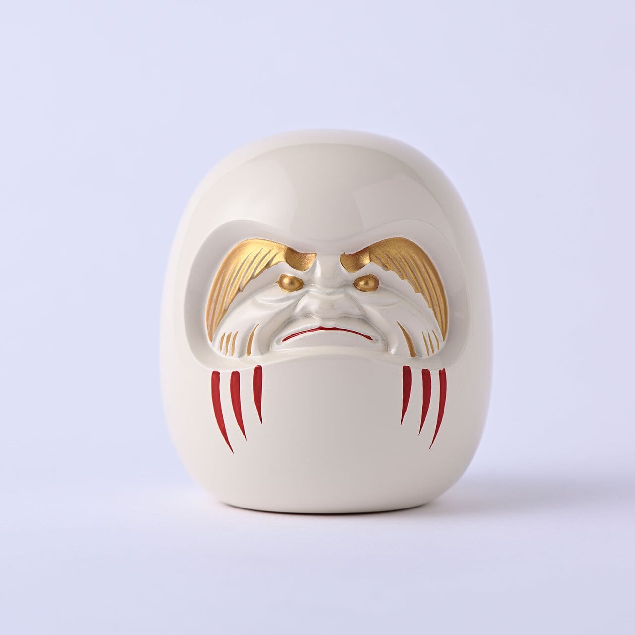 Daruma japonais porte-bonheur en métal laqué Ginzado | Objet décoratif traditionnel du Japon