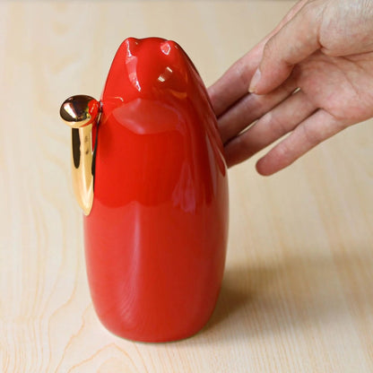 SETOMANEKI Maneki Neko Rouge et Blanc Gold Hand avec Coffret en Kiri