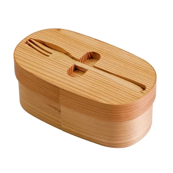 Boîte Bento Wappa Japonaise avec Fourchette Intégrée en Bois de Cèdre
