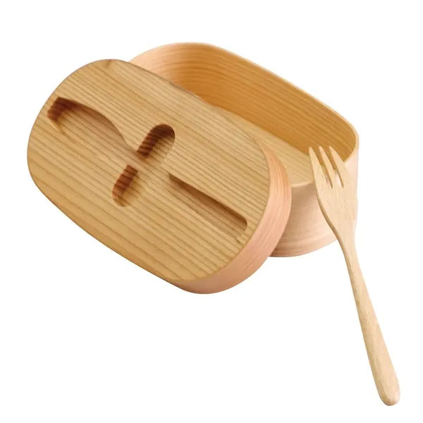 Boîte Bento Wappa Japonaise avec Fourchette Intégrée en Bois de Cèdre
