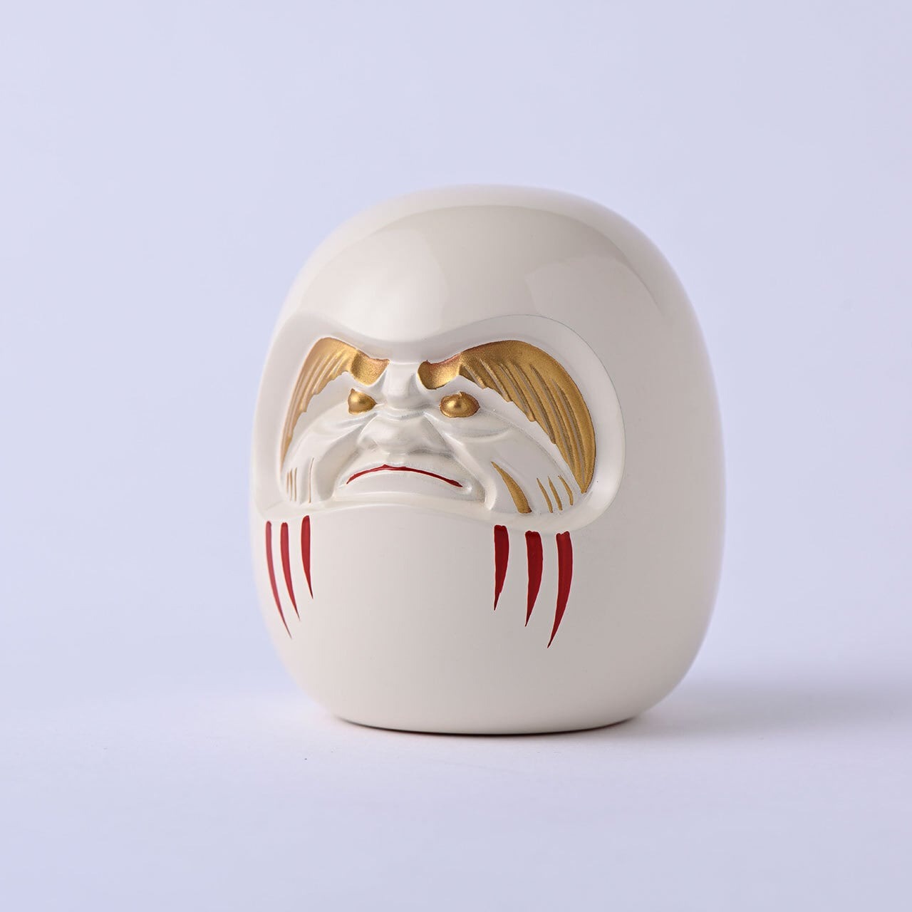 Daruma japonais porte-bonheur en métal laqué Ginzado | Objet décoratif traditionnel du Japon