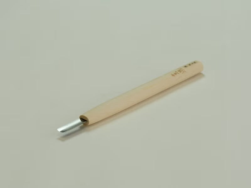 Ciseau à sculpter japonais peu arrondi (Asamaru) – Acier Aogami #2 – Manche Hinoki (1.5 à 18mm)
