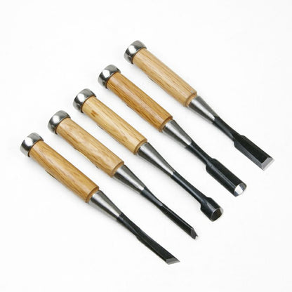 Ciseaux de sculpture japonais 5 pièces – Acier Shirogami – coffret bois professionnel