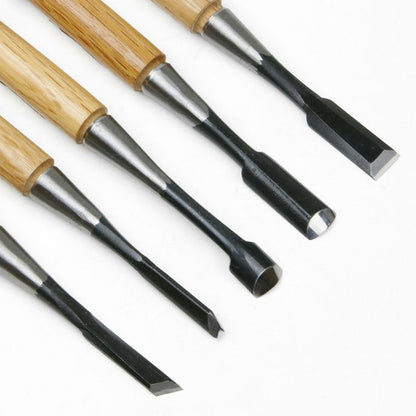 Ciseaux de sculpture japonais 5 pièces – Acier Shirogami – coffret bois professionnel