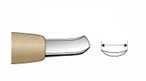 Ciseau à sculpter japonais très peu courbé (Spoon Gouge extra plate) – Finition fond concave – Acier Aogami #2 – Manche Hinoki (3 à 18mm)