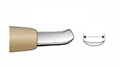 Ciseau à sculpter japonais très peu courbé (Spoon Gouge extra plate) – Finition fond concave – Acier Aogami #2 – Manche Hinoki (3 à 18mm)