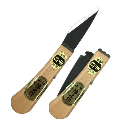 Navaja Japonesa de Injerto Plegable Yamagata – Acero Yasuki Aogami (Blue Steel) – Herramienta Profesional 220 mm