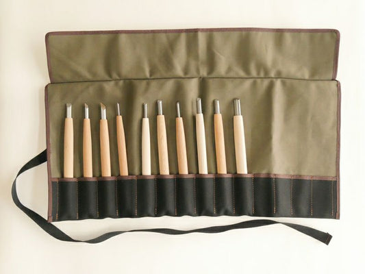 Set japonais de 10 outils de sculpture HSS avec etui en toile – Edition exclusive