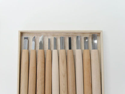 Professional 10-piece HSS Japanese carving tool set – Premium wooden case