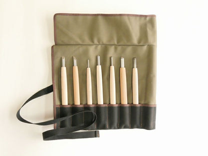 Set japonais de 7 outils de sculpture HSS avec etui en toile – Edition exclusive