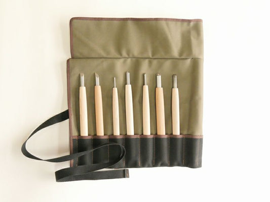 Set japonais de 7 outils de sculpture HSS avec etui en toile – Edition exclusive