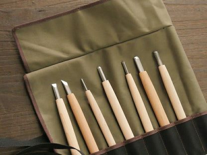 Set japonais de 7 outils de sculpture HSS avec etui en toile – Edition exclusive