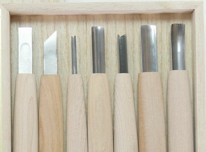 Set professionnel de 7 outils de sculpture japonais HSS – Coffret bois – Sculpture sur bois