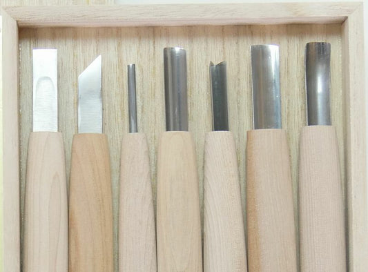 Set professionnel de 7 outils de sculpture japonais HSS – Coffret bois – Sculpture sur bois