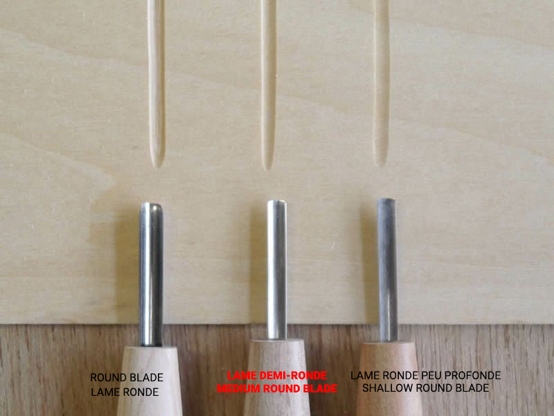 Gouge japonaise demi-ronde HSS 3 mm – Sculpture sur bois – Courbure moyenne