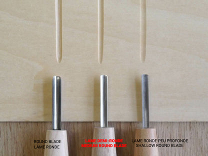 Gouge japonaise demi-ronde HSS 3 mm – Sculpture sur bois – Courbure moyenne