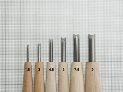 Japanese V-shaped gouge, 60 degrees, HSS – Wood carving tool – Various widths
