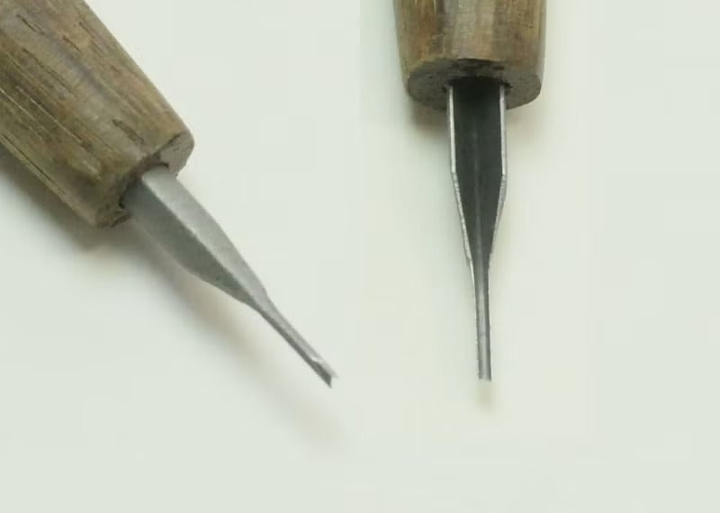 Ciseau japonais ultra fin triangulaire – Acier HSS – 0.5 mm – Sculpture de précision