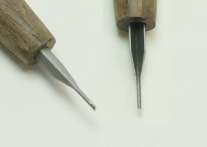 Ciseau japonais ultra fin triangulaire – Acier HSS – 0.5 mm – Sculpture de précision