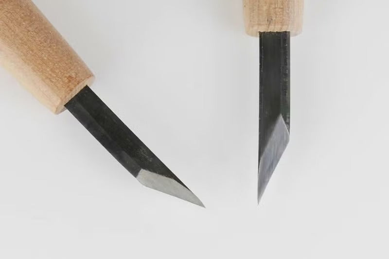Ciseau japonais double tranchant (Moroba) – Acier Aogami #2 – 6 mm – Sculpture polyvalente