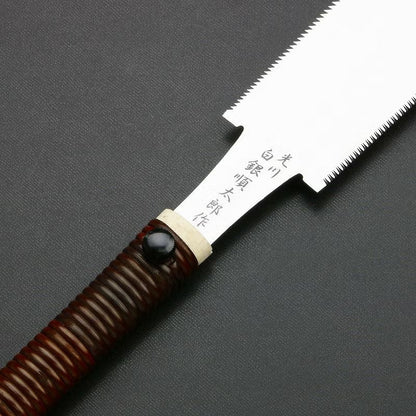 Scie Japonaise Ryoba 225 mm – Shiragane Juntaro – Acier Carbone Premium – Artisanat Japon