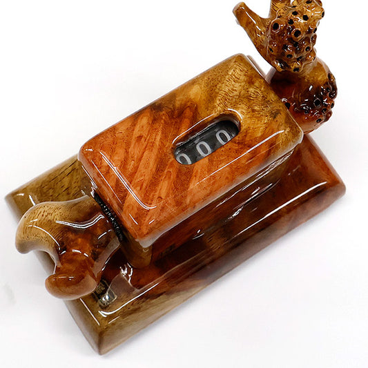 Compteur manuel artisanal japonais en bois de karin avec socle – Matsumura