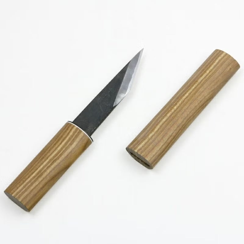 Couteau Japonais Yokote Kiridashi Kikumasamune 135 mm – Couteau Bois et Bambou Noir Forgé