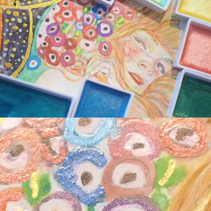 Aquarelle Japonaise Métallique Kuretake Gansai Tambi 24 Couleurs – Effets Or, Perlé et Brillant