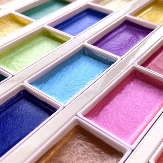 Acuarela Japonesa Metálica Kuretake Gansai Tambi 24 Colores – Efectos Oro, Perla y Brillante