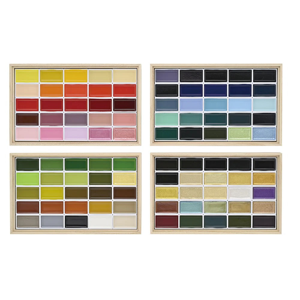 Aquarelle Japonaise Kuretake Gansai Tambi 100 Couleurs – Coffret Premium en Bois Kiri Édition Limitée