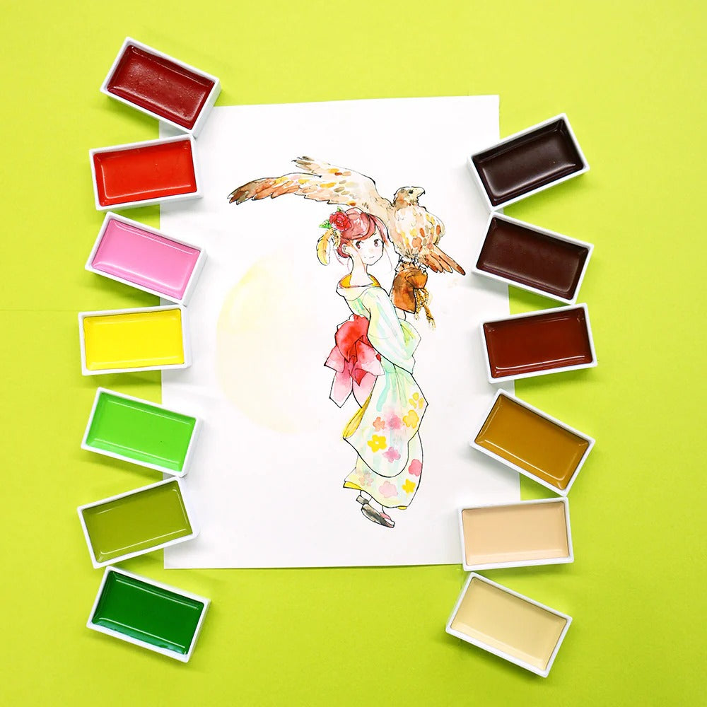 Kuretake Gansai Tambi 24 Color Japanese Watercolor Set – Premium Japanese Illustration & Painting Palette
