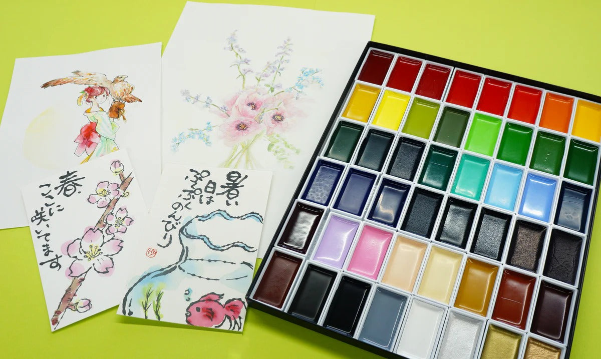 Aquarelle Japonaise Kuretake Gansai Tambi 48 Couleurs – Palette Complète Professionnelle